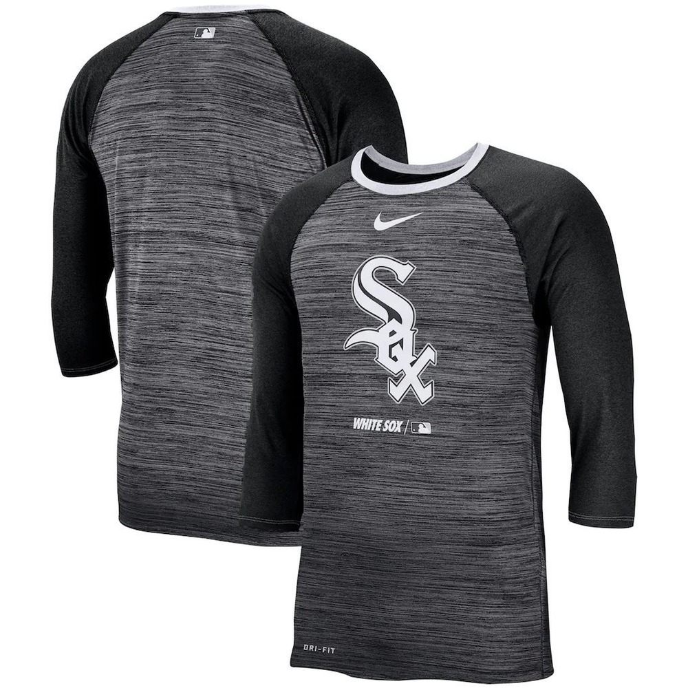 NWT Nike Chicago White Sox Men S 3/4 Raglan‎ Shirt Dri-Fit Velocity Baseball